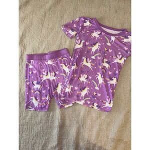 Little Sleepies Sienna's Unicorns Rainbow Bamboo Set 3T Short Sleeve Shorts GUC